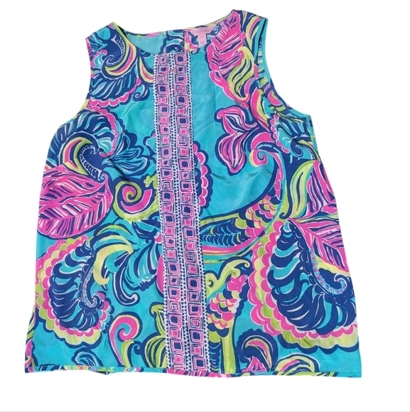 Lilly Pulitzer Iona Shell 100% Silk Sleeveless Tank Top M Resortwear Maximalism - Picture 1 of 7